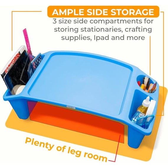 BAZIC Kids Lap Desk Activity Tray Lap Table Portable Desk, Plastic Lapdesk for Children Drawing Eating, Assorted Colors, 8-Pack