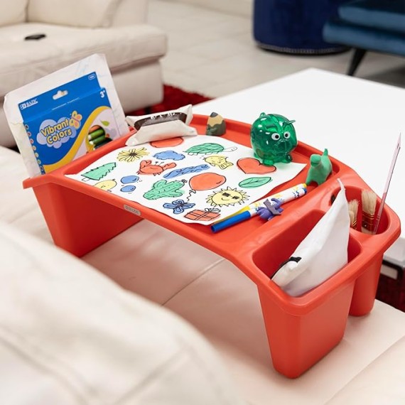 BAZIC Kids Lap Desk Activity Tray Lap Table Portable Desk, Plastic Lapdesk for Children Drawing Eating, Assorted Colors, 8-Pack