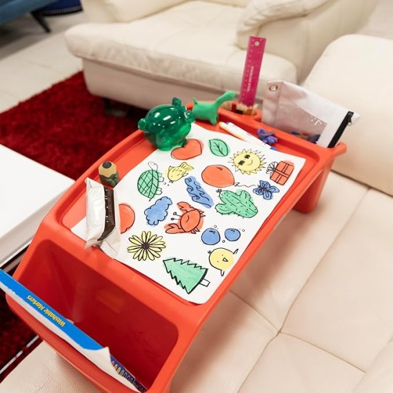 BAZIC Kids Lap Desk Activity Tray Lap Table Portable Desk, Plastic Lapdesk for Children Drawing Eating, Assorted Colors, 8-Pack
