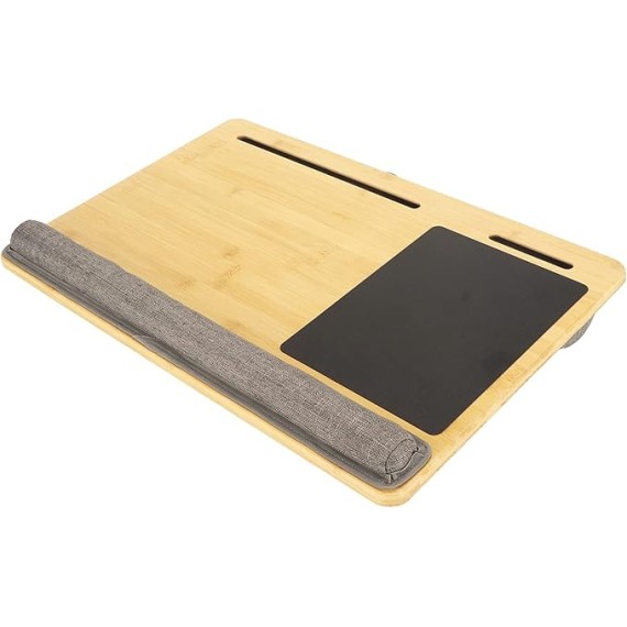 Laptop Desk, Built in Wrist Pad Bamboo Top Lap Desk Multifunctional Sturdy Portable for Working for Drawing