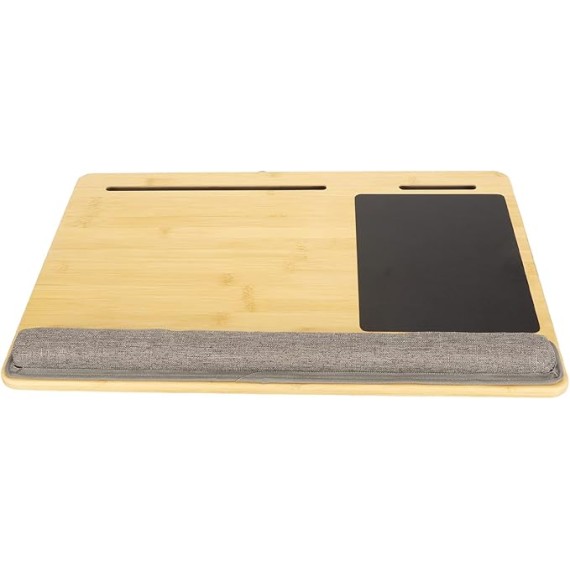 Laptop Desk, Built in Wrist Pad Bamboo Top Lap Desk Multifunctional Sturdy Portable for Working for Drawing