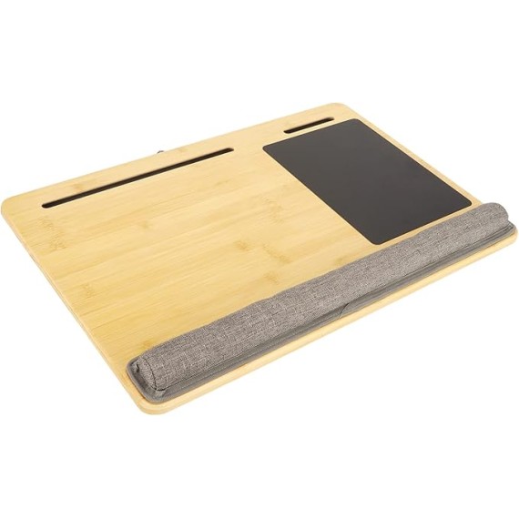 Laptop Desk, Built in Wrist Pad Bamboo Top Lap Desk Multifunctional Sturdy Portable for Working for Drawing