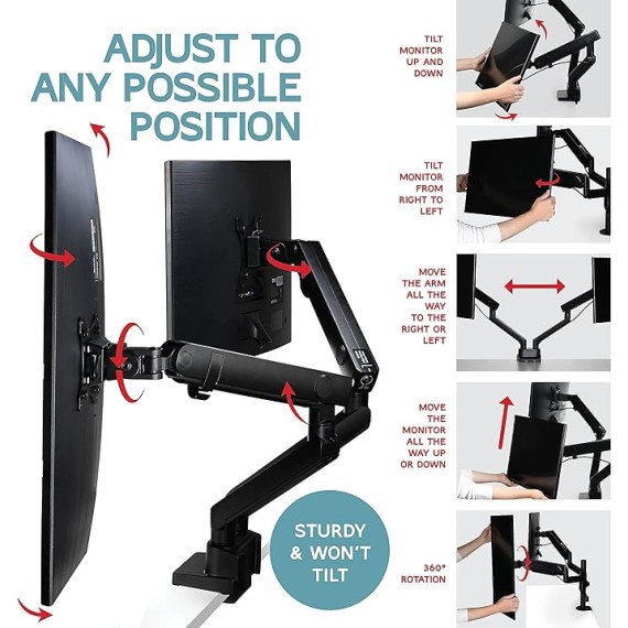 Laptop Stand For Desk, Adjustable Height Up To 20", Laptop Riser Portable Computer, Fits Laptops 10 15 17 Inches with Dual Monitor Arm, Monitor Mount, Monitor Desk Mount up to 32 Inch Computer Screens