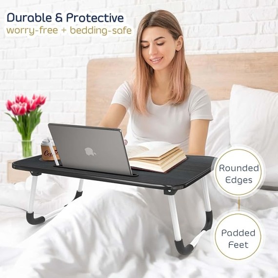 Reading Pillow with Portable Lap Desk for Laptop Set, Back Pillow for Sitting Up in Bed, Memory Foam Back Support Pillow, Bed Rest Pillow with Foldable Laptop Desk, Large - Lavender