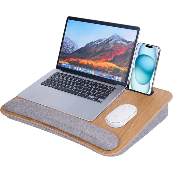 Portable Lap Desk for Laptop with Cushions, Work from Home Solution, Lightweight, Fits up to 15.6 inches Laptop, iPad Tablet and Phone Holder, Medium