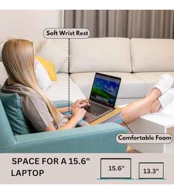 Portable Lap Desk for Laptop with Cushions, Work from Home Solution, Lightweight, Fits up to 15.6 inches Laptop, iPad Tablet and Phone Holder, Medium
