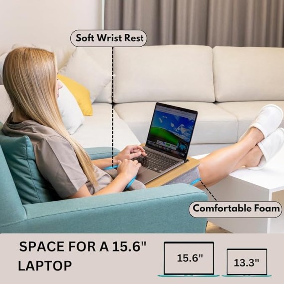 Portable Lap Desk for Laptop with Cushions, Work from Home Solution, Lightweight, Fits up to 15.6 inches Laptop, iPad Tablet and Phone Holder, Medium