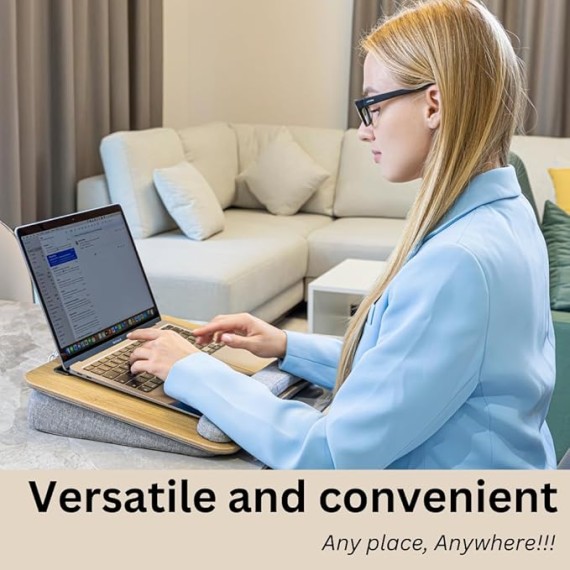 Portable Lap Desk for Laptop with Cushions, Work from Home Solution, Lightweight, Fits up to 15.6 inches Laptop, iPad Tablet and Phone Holder, Medium