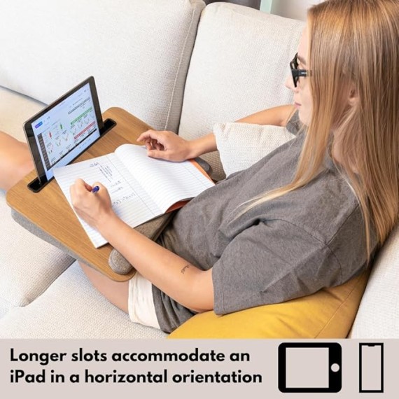 Portable Lap Desk for Laptop with Cushions, Work from Home Solution, Lightweight, Fits up to 15.6 inches Laptop, iPad Tablet and Phone Holder, Medium