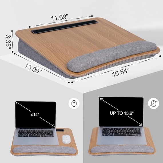 Portable Lap Desk for Laptop with Cushions, Work from Home Solution, Lightweight, Fits up to 15.6 inches Laptop, iPad Tablet and Phone Holder, Medium