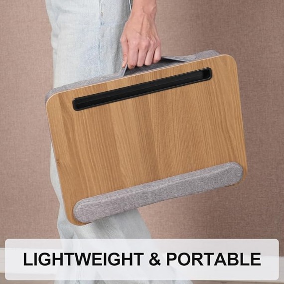 Portable Lap Desk for Laptop with Cushions, Work from Home Solution, Lightweight, Fits up to 15.6 inches Laptop, iPad Tablet and Phone Holder, Medium