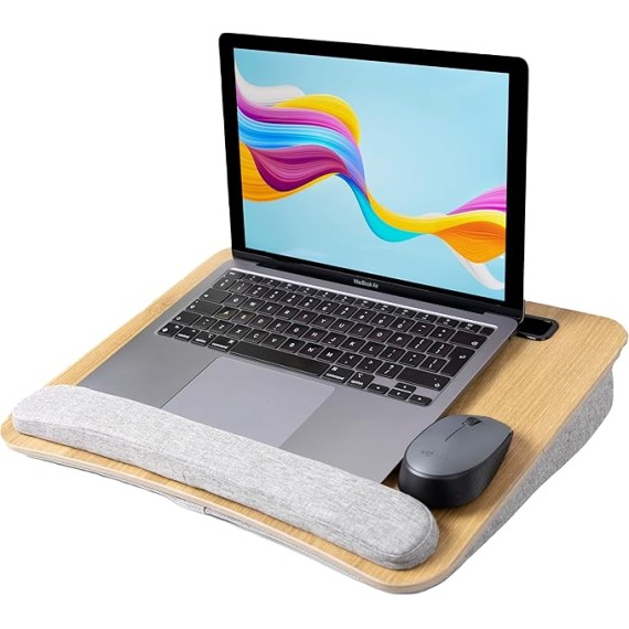 Portable Lap Desk for Laptop with Cushions, Work from Home Solution, Lightweight, Fits up to 15.6 inches Laptop, iPad Tablet and Phone Holder, Medium