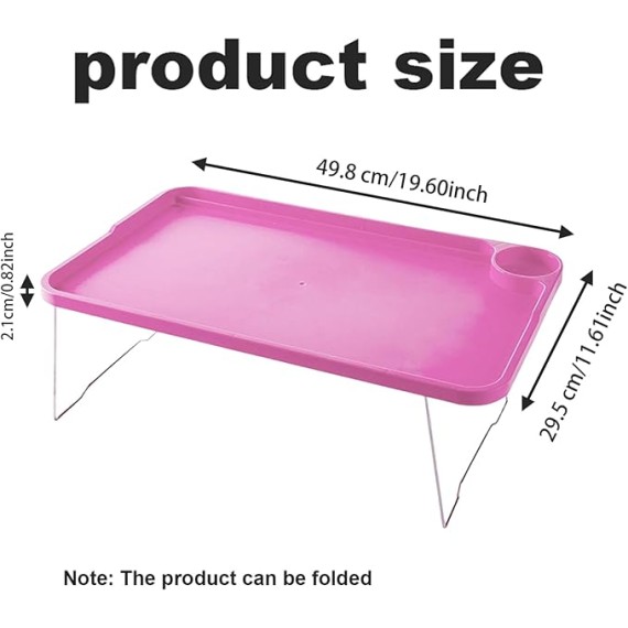 Laptop Bed Table, Lap Desk with Leg Folding Laptop Bed Table Lazy Simple Laptop Tray for Bed with Cup Holder and Card Slot for Breakfast Student Dormitory Sofa Balcony Rose Red Lap Desk Bed Desk for