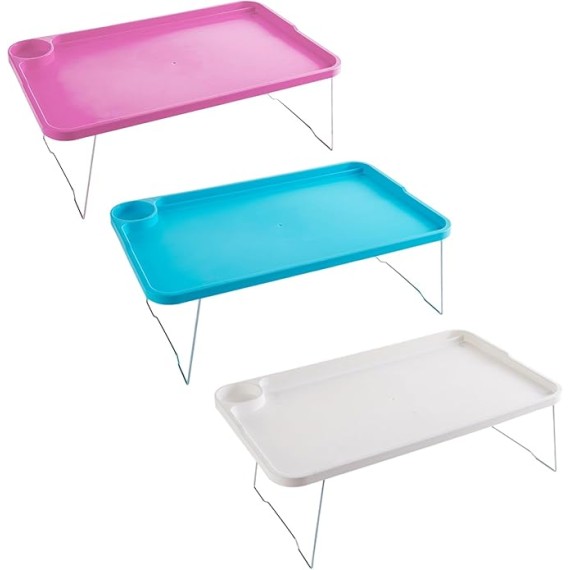 Laptop Bed Table, Lap Desk with Leg Folding Laptop Bed Table Lazy Simple Laptop Tray for Bed with Cup Holder and Card Slot for Breakfast Student Dormitory Sofa Balcony Rose Red Lap Desk Bed Desk for