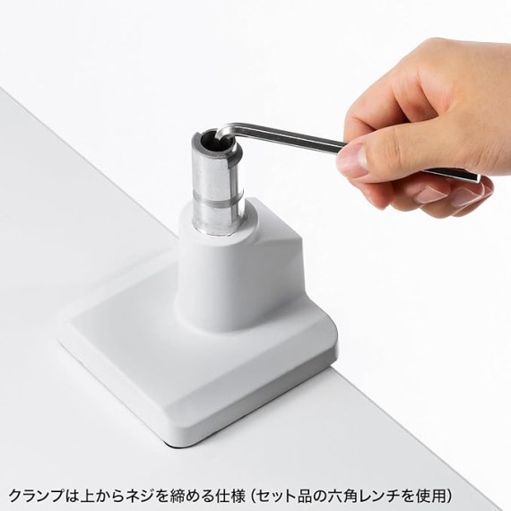 Sanwa Supply CR-LAC1403W Monitor Arm (Single, Gas Spring Type, Thin Short Clamp, White)