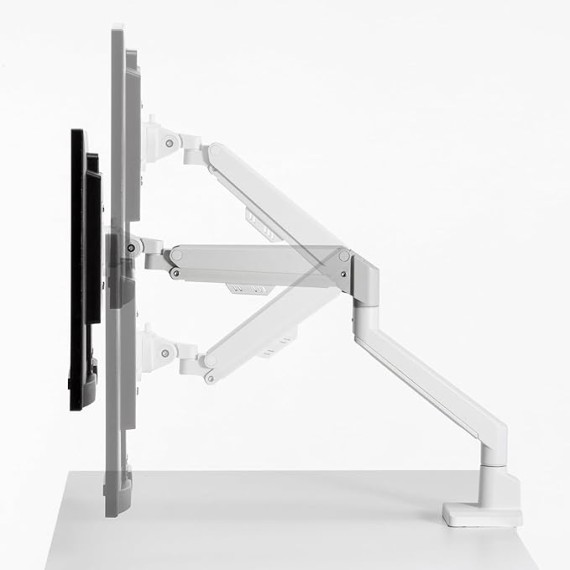 Sanwa Supply CR-LAC1403W Monitor Arm (Single, Gas Spring Type, Thin Short Clamp, White)