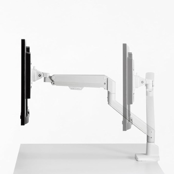 Sanwa Supply CR-LAC1403W Monitor Arm (Single, Gas Spring Type, Thin Short Clamp, White)