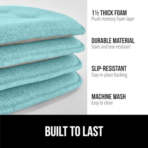 Laptop Lap Desk with Phone Holder and Tufted Memory Foam Chair Cushions, Lap Desk Size 16.5"x11.8" Sky Blue, Dorm Room Use, Cushion Set of 6 Turquoise, Slip Resistant, 2 Item Bundle