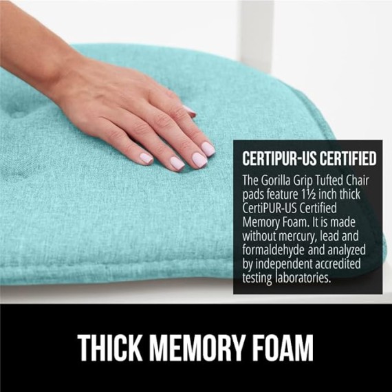 Laptop Lap Desk with Phone Holder and Tufted Memory Foam Chair Cushions, Lap Desk Size 16.5"x11.8" Sky Blue, Dorm Room Use, Cushion Set of 6 Turquoise, Slip Resistant, 2 Item Bundle
