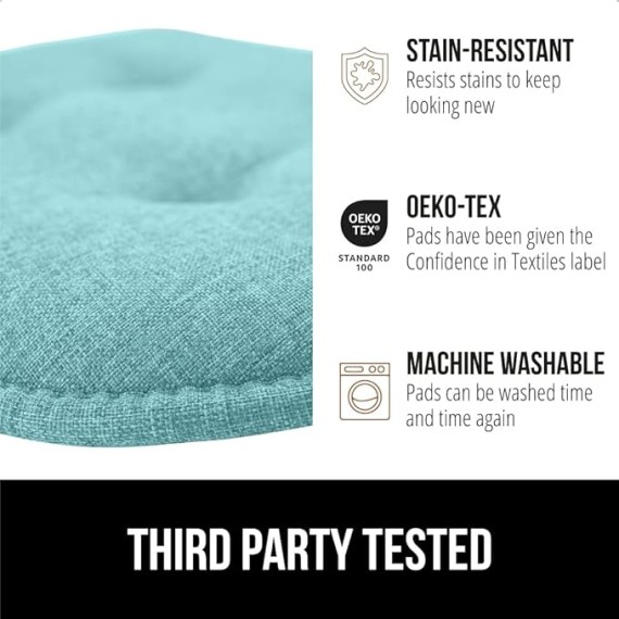Laptop Lap Desk with Phone Holder and Tufted Memory Foam Chair Cushions, Lap Desk Size 16.5"x11.8" Sky Blue, Dorm Room Use, Cushion Set of 6 Turquoise, Slip Resistant, 2 Item Bundle