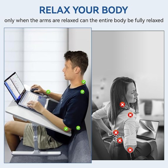 Armrest Laptop Desk for Couch and Bed,Ergonomic Gaming Lap Desk,Lap Desk Pillow,Large Adjustable Bed Desk for Laptop with Drawer and Tablet Slot,U-Table for Reading, Gaming, Writing,Eating,Drawing
