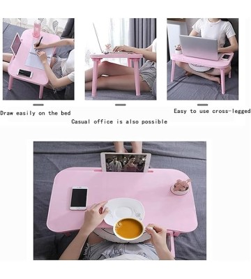 Laptop Table Foldable Lap Desk Stand Bed with Cup Holder Multifunction Tablet Portable Computer Dorm