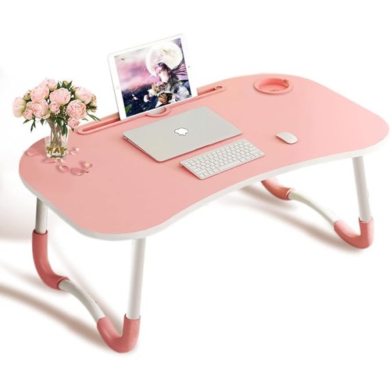 Folding Table On Bed,Laptop Bed Tray Table, Foldable Lap Desk Stand,for Eating Breakfast, Reading, Working, Watching Movie On Bed/Couch/Sofa/Floor,60 * 40 * 28cm