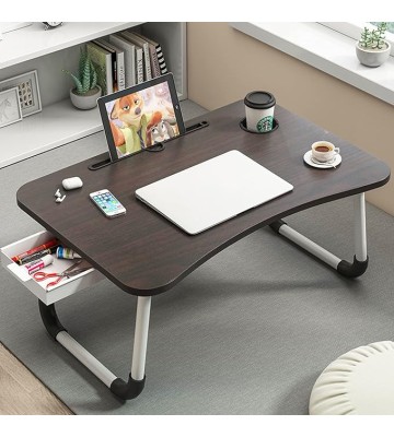 Laptop Desk Table,Folding Table On Bed,Portable Laptop Bed Tray Table,Lap Desk with Cup Holder for Writing/Reading,Perfect for 11-17 Inch Laptops,Black