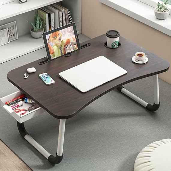 Laptop Desk Table,Folding Table On Bed,Portable Laptop Bed Tray Table,Lap Desk with Cup Holder for Writing/Reading,Perfect for 11-17 Inch Laptops,Black