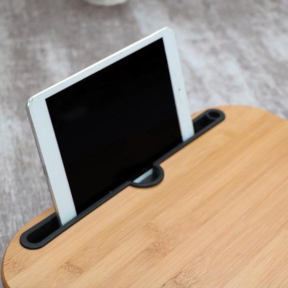 Lap Desk for Laptop with Cushion, Lap Desk with Device Ledge, Bamboo Platform with Phone Holder, Wrist Pad Fits up to 15.6 Inch Laptops A