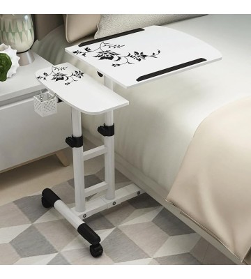 Over Bed Table with Wheels, Height & Angle Adjustable Medical Bedside Table,Foldable Mobile Swivel Computer Desk Sofa Armchair Bedside Table,for Work Study