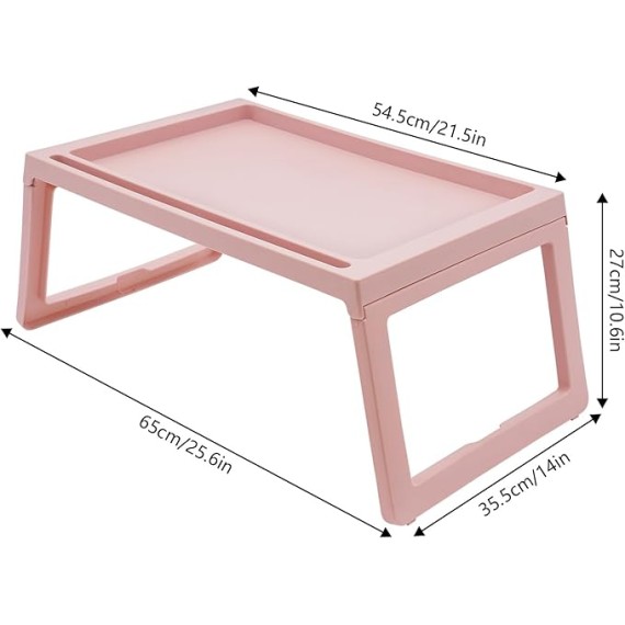 Bed Tray Table with Folding Legs, TV Trays Set of 6, Kids Lap Tray for Eating, 25.6 * 14 Inch Plastic Lap Desk, Portable Serving Food Snack Tray for Bedroom, Living Room, Sofa