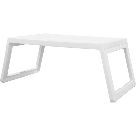 Bed Tray Table with Folding Legs, TV Trays Set of 8, Kids Lap Tray for Eating, 25.6 * 14 Inch Plastic Lap Desk, Portable Serving Food Snack Tray for Bedroom, Living Room, Sofa (8, White)