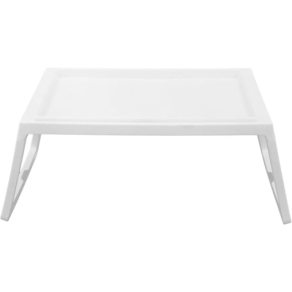 Bed Tray Table with Folding Legs, TV Trays Set of 8, Kids Lap Tray for Eating, 25.6 * 14 Inch Plastic Lap Desk, Portable Serving Food Snack Tray for Bedroom, Living Room, Sofa (8, White)