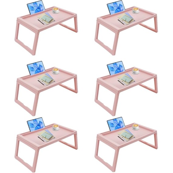 Kids Lap Desk, Set of 6 Lap Desk for Laptop - Foldable Laptop Desk for Bed and Couch, Portable and Lightweight Tablet Stand for Bed Breakfast, Working, Reading, and Writing, Pink