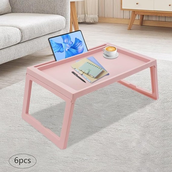 Kids Lap Desk, Set of 6 Lap Desk for Laptop - Foldable Laptop Desk for Bed and Couch, Portable and Lightweight Tablet Stand for Bed Breakfast, Working, Reading, and Writing, Pink