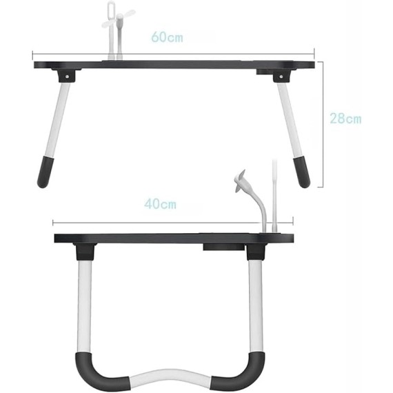 Laptop Bed Table Portable Lap Desk Notebook Stand Reading Holder Tray with USB Charge Port/Cup Holder/Pen for/Couch/Sofa