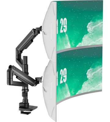 Dual Monitor Arm for 17''-49'' Curved Screens, Ultrawide Monitor Mount for Desk, Heavy Duty Monitor Stand Holds up to 44lbs Each Arm, Max 100x100mm Mounting Holes (GSDM002XL), Black