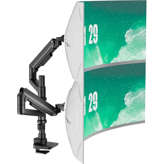 Dual Monitor Arm for 17''-49'' Curved Screens, Ultrawide Monitor Mount for Desk, Heavy Duty Monitor Stand Holds up to 44lbs Each Arm, Max 100x100mm Mounting Holes (GSDM002XL), Black