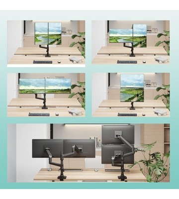 Dual Monitor Arm for 17''-49'' Curved Screens, Ultrawide Monitor Mount for Desk, Heavy Duty Monitor Stand Holds up to 44lbs Each Arm, Max 100x100mm Mounting Holes (GSDM002XL), Black