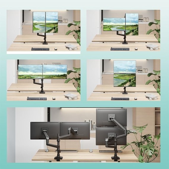 Dual Monitor Arm for 17''-49'' Curved Screens, Ultrawide Monitor Mount for Desk, Heavy Duty Monitor Stand Holds up to 44lbs Each Arm, Max 100x100mm Mounting Holes (GSDM002XL), Black