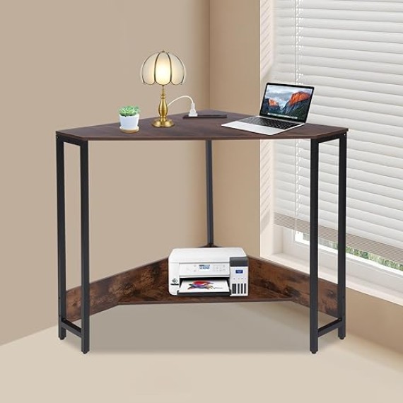 Corner Desk,Triangle Corner Computer Desk with Keyboard Tray,Monitor Stand,Mall Desk with Outlets,Small Space Gaming Table Corner Desk,Writing Desk Study Desks,for Home Office Room Small Space