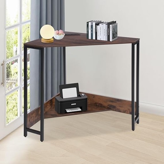 Corner Desk,Triangle Corner Computer Desk with Keyboard Tray,Monitor Stand,Mall Desk with Outlets,Small Space Gaming Table Corner Desk,Writing Desk Study Desks,for Home Office Room Small Space