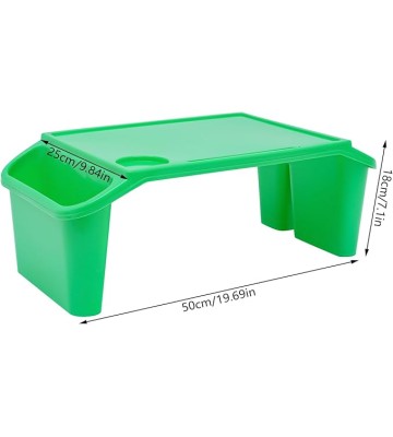 12 Pcs Kids Lap Desk Trays Plastic Breakfast Laptop Trays with Side Pockets 19.7in Height Portable Lap Bed PP Table for Writing, Drawing, Doing Homework,Sofa, Floor,Eating(Green)