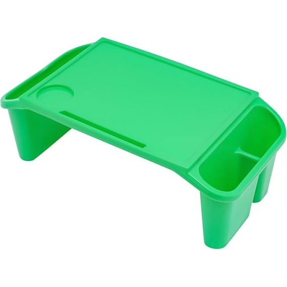 12 Pcs Kids Lap Desk Trays Plastic Breakfast Laptop Trays with Side Pockets 19.7in Height Portable Lap Bed PP Table for Writing, Drawing, Doing Homework,Sofa, Floor,Eating(Green)