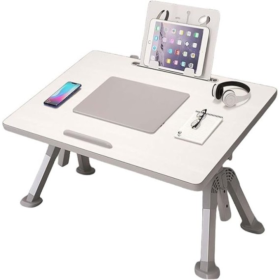 Laptop Bed Table, Height and Angle Adjustable Laptop Stand Tray, Foldable Breakfast Tray for Sofa, Bed, Laptop Table with Folding Legs, Portable Bed Desk for Working Reading and Writing