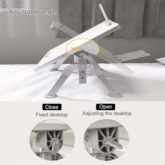 Laptop Bed Table, Height and Angle Adjustable Laptop Stand Tray, Foldable Breakfast Tray for Sofa, Bed, Laptop Table with Folding Legs, Portable Bed Desk for Working Reading and Writing