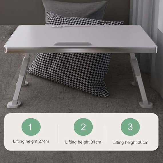 Laptop Bed Table, Height and Angle Adjustable Laptop Stand Tray, Foldable Breakfast Tray for Sofa, Bed, Laptop Table with Folding Legs, Portable Bed Desk for Working Reading and Writing