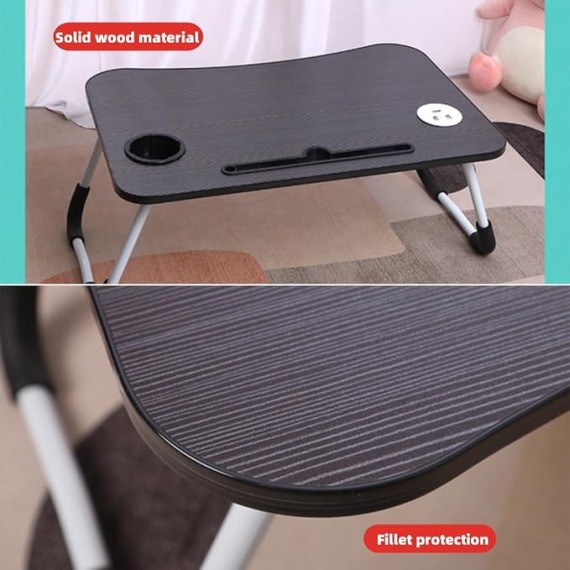 Laptop Computer Stand for Sofa, Adjustable Lap Desk with LED Light, Built-in Mouse Pad and Cup Holder, Suitable for Working and Gaming (Wood Color)