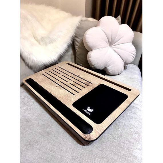 Supply Safir Laptop Stand with Cushion, Lap Desk with Mouse Pad, Laptop Tray Pillow, Bed Tray with Phone Compartments, Wrist Supported, Freelancer Gift